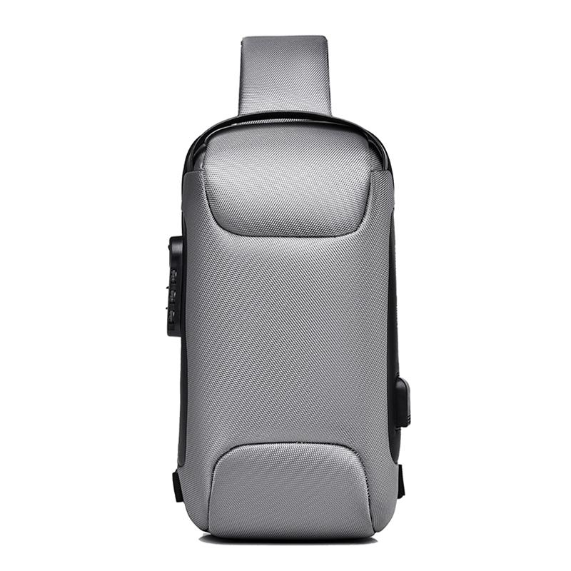 Men's Waterproof Oxford Crossbody Bag Anti Theft Sling Bag Multifunction Chest Bags Travel Shoulder Bag with USB Charging Port