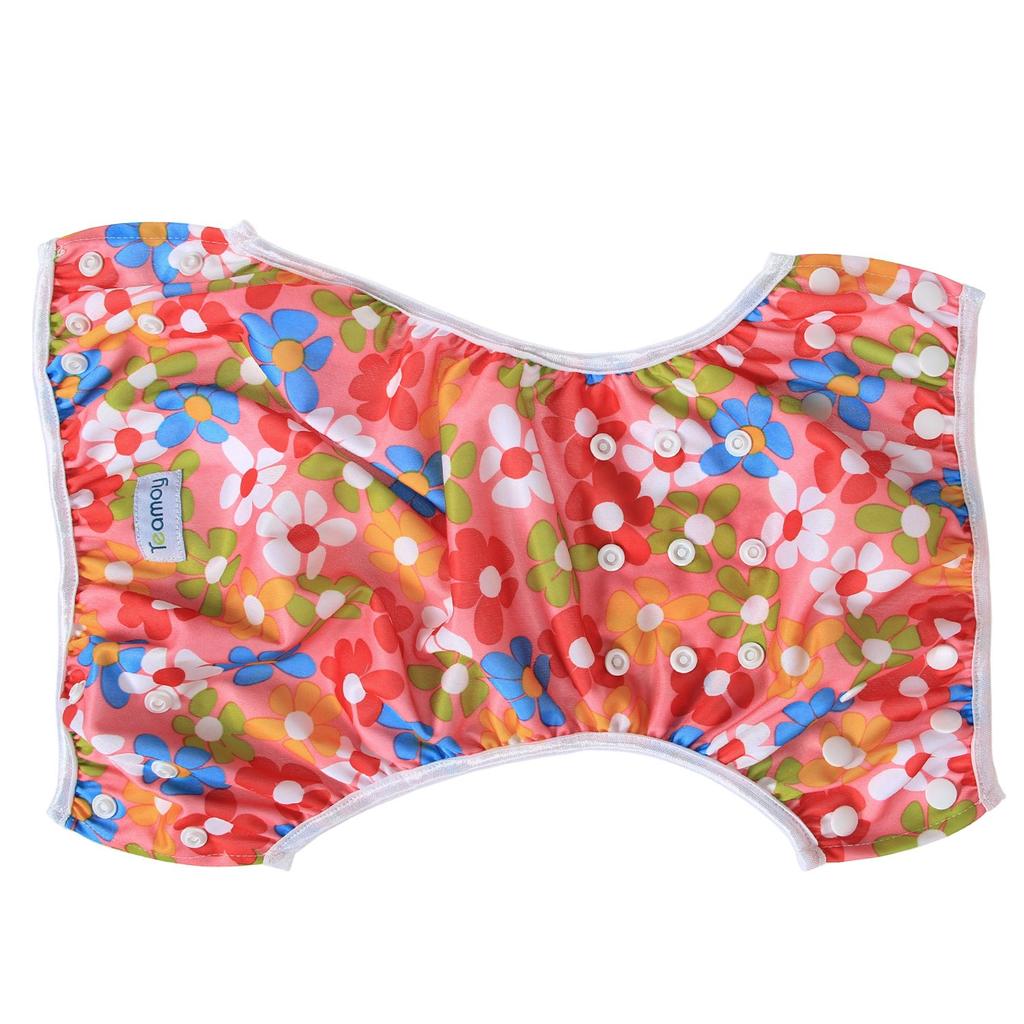 Teamoy Swim for Babies Years Waterproof Outer Polyester Mesh Inner Diaper Suitable for Swimming and Hot Spring Trips Flowers Pants, 2-Piece Set, 0-3