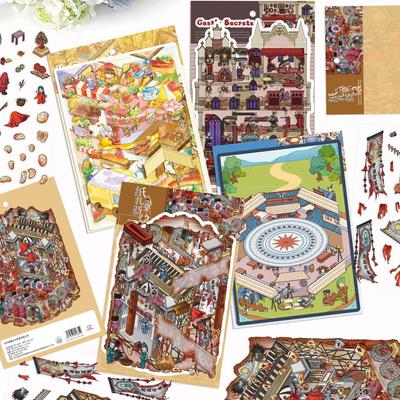 Cartoon Large Landscape Architecture Micro-fear Paper Bride Scene Sticker 3D Miniature World Decompression DIY Scene