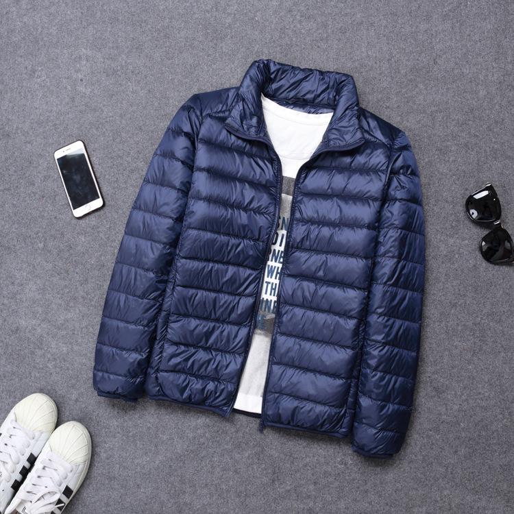 Men Autumn Winter Warm Lightweight Hooded Cotton Jacket Fashionable Short Casual Portable Stand Collar