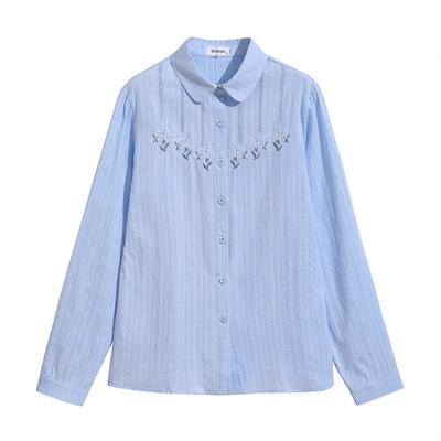 Middle-aged and Elderly Women's Mother Long-sleeved Shirt Women's Spring New Style Shirt Casual Commuting Top
