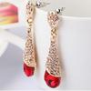 Women Elegant Cubic Zirconia Inlaid Water Drop Long Dangle Earrings Jewelry
