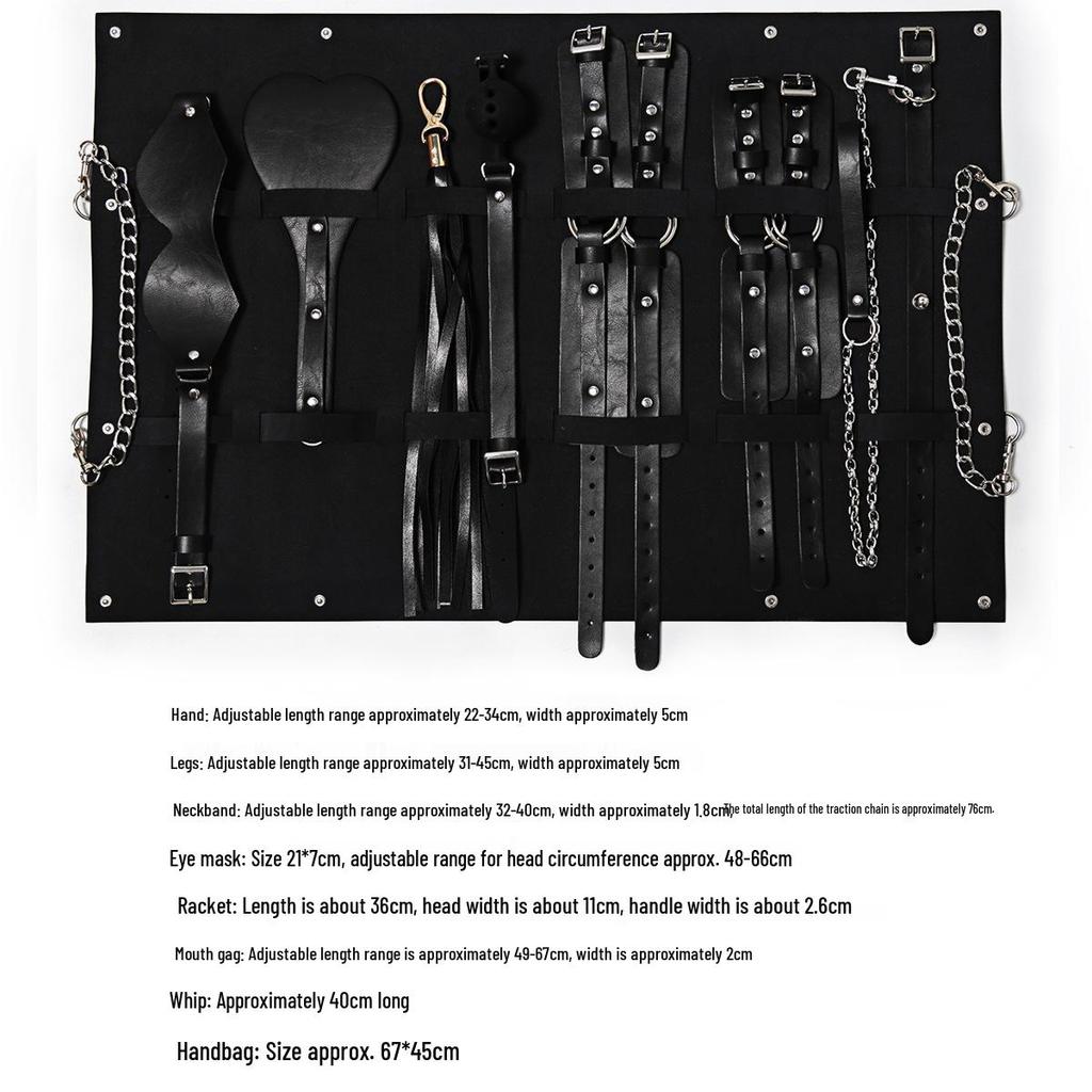 BDSM Restraint Toy Set: Handcuffs, Foot Cuffs & Gag with Storage Bag
