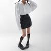 Black PU Leather Mini Skirt Women Side Zipper High Waist Sexy Package Hip Skirt Y2K Street Fashion