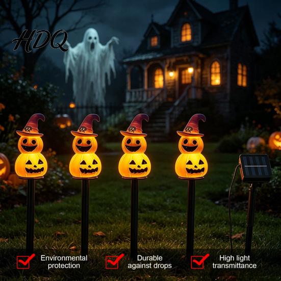 Halloween Party Lawn Decorations 4Pcs/Set Solar Ghost Stake Light 4-in-1 Pumpkin with LED Garden Landscape Lighting Lights Waterproof Decorative