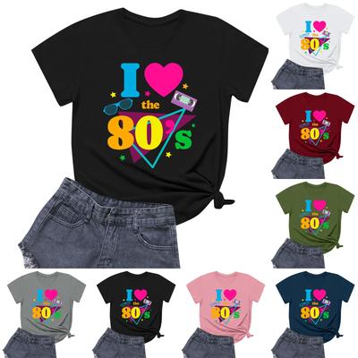 Women's Round Neck Casual Printed Short-sleeved T-shirt Top