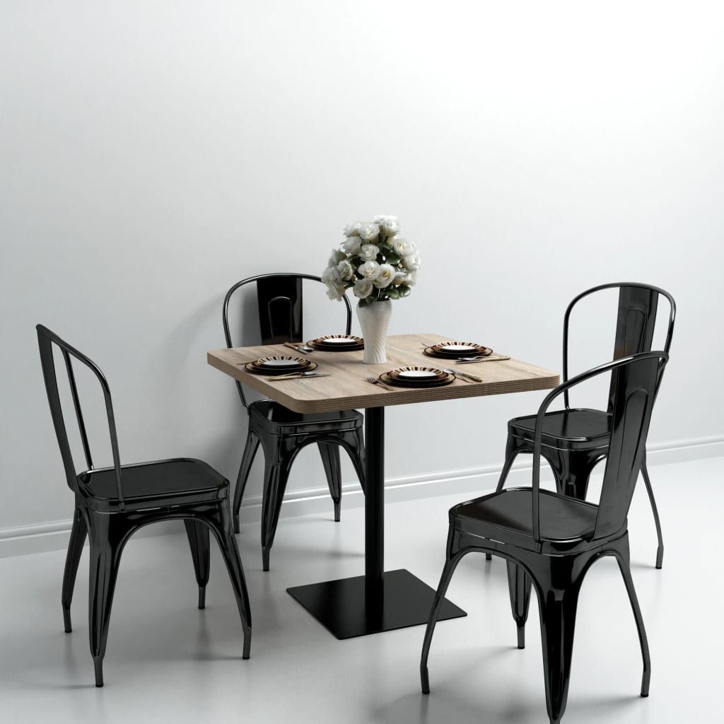 Bistro Table MDF and Steel Square 80 x 80 x 75 cm Oak Effect