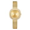 YaLaLuSi Brand Women's Luxury Gold Rhinestone Watch Green Dial Niche Design Quartz Watch Stylish Woven Metal Strap Gift Box Set