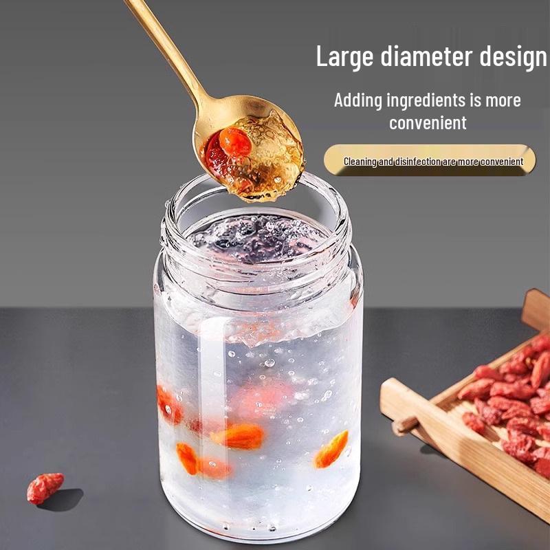 Żaroodporny szklany słoik z uszczelką i pokrywką ze stali nierdzewnej do gniazd ptasich spożywczych i leków