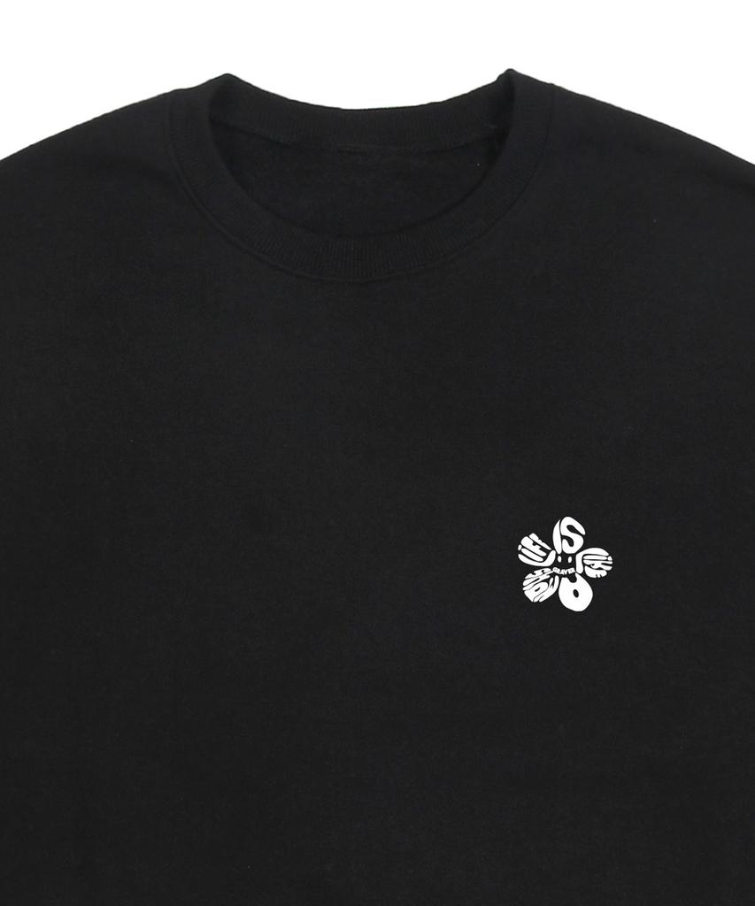 GRAVER [Unisex] Small Life Logo Flower Smile Sweatshirt_Black