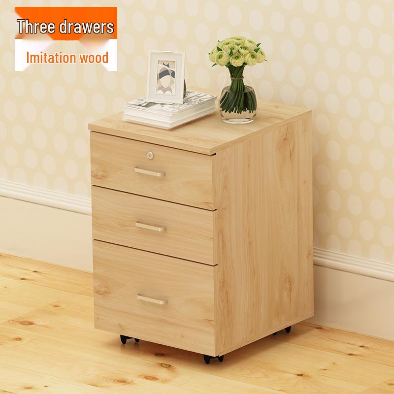 Mobile Lockable Filing Cabinet with Three Drawers - Floor-standing Storage for Office or Bedside