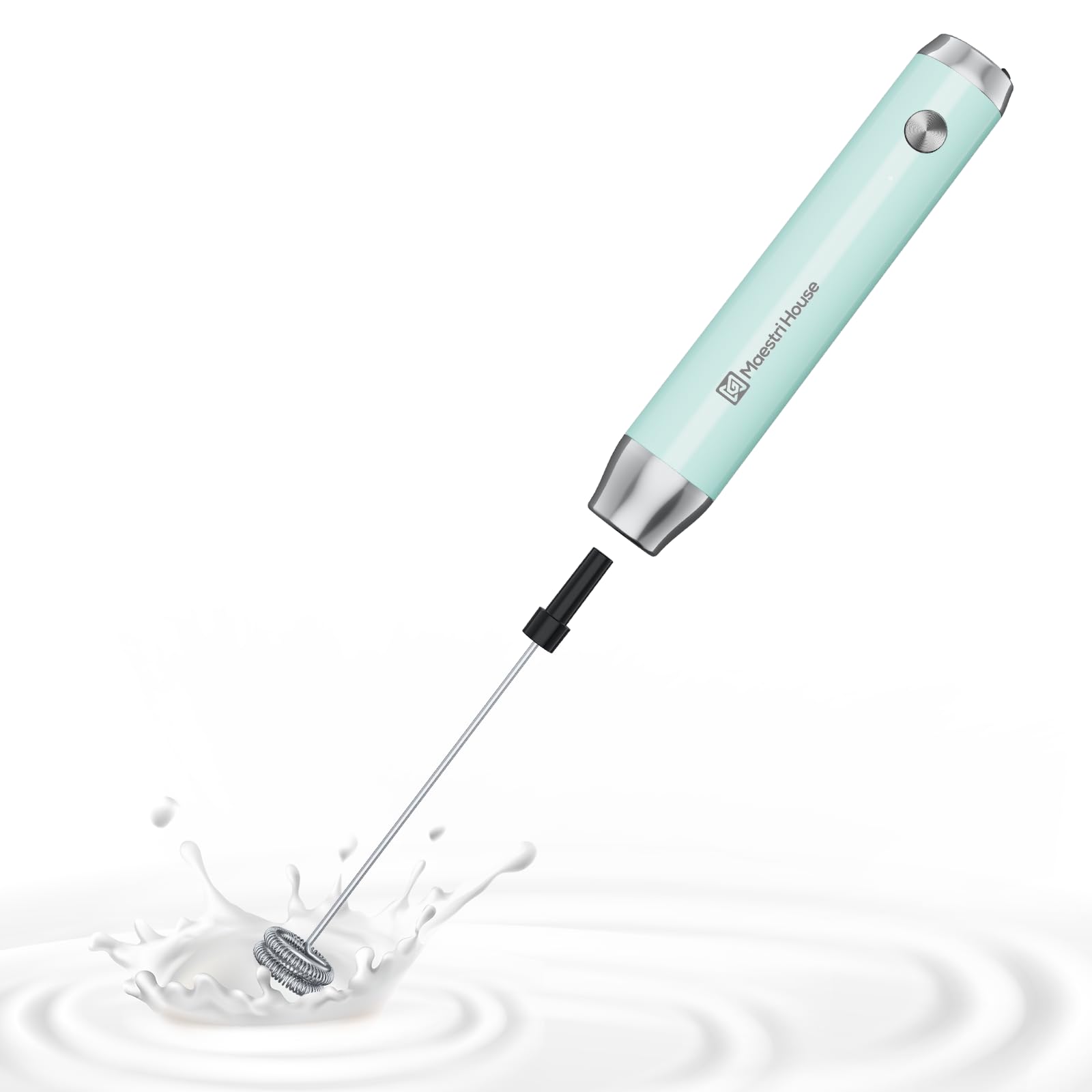 

Перезаряжаемый вспениватель молока Maestri House, Электрический вспениватель молока, Водонепроницаемый, Мощный, Управление одной кнопкой, Две насадки, Простое управление, В комплекте