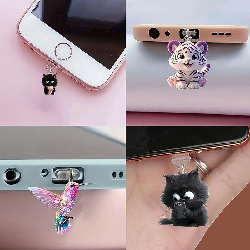 1Pc 2D Cute Cat Dog Shamrock Mobile Phone Dust Plug Pendant Anti-Dust Type-C Charging Port Plug Hanging Decor