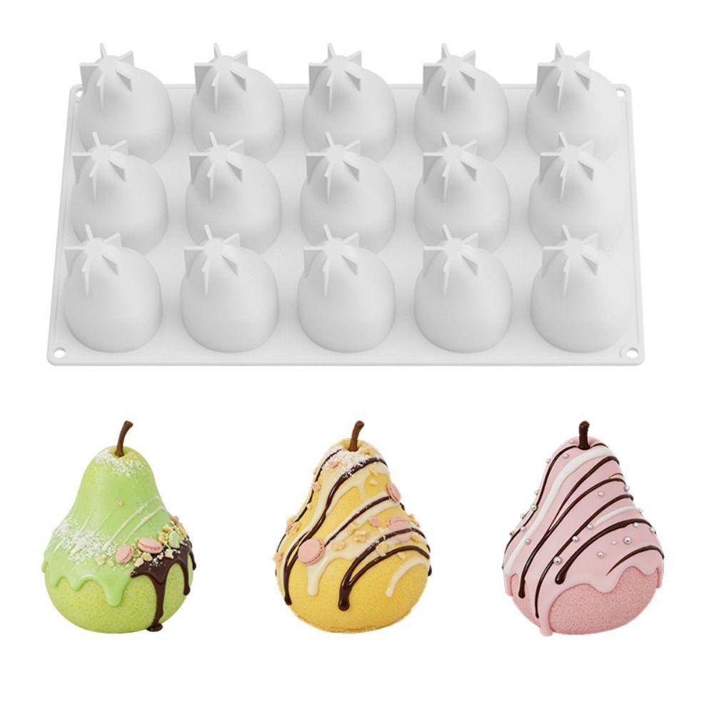 Heat-Resistant 3D Pear Silicone Mold 15 Cavity French Dessert Molds  Pastry