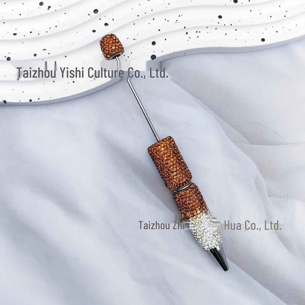 Gradient Rhinestone Beaded Pen - Multicolor, Full Coverage, Pearlescent, Round Beads, Cute Particle Design