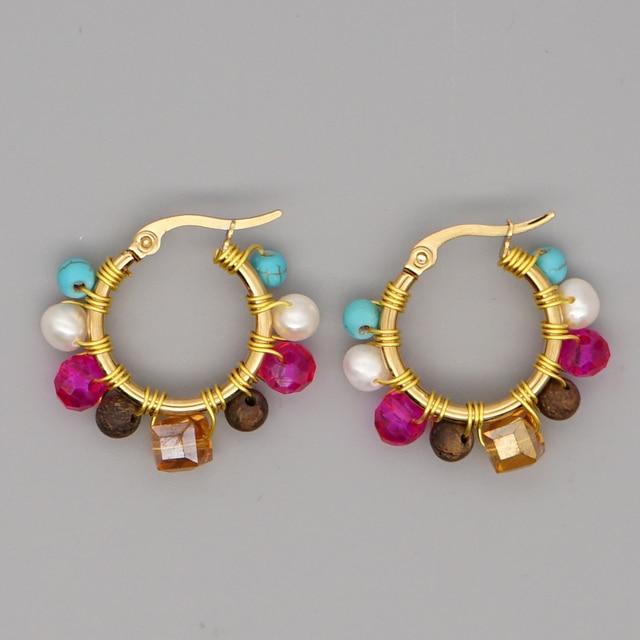 Gold Plated Hoop Earrings For Women Jewelry  Bohemian Fashion Pearls Ear Ring Freshwater Pearl Earring Wholesale