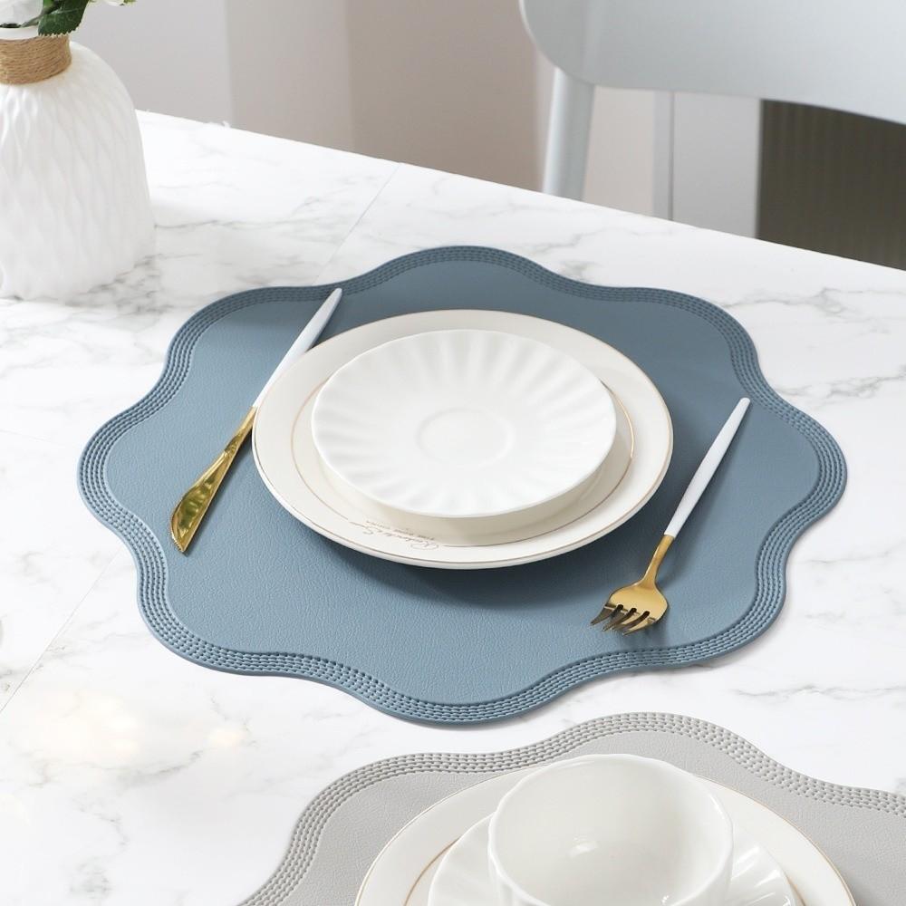 Flower Shaped Tableware Mat Solid Color Non-Slip Placemats Kitchen Tableware