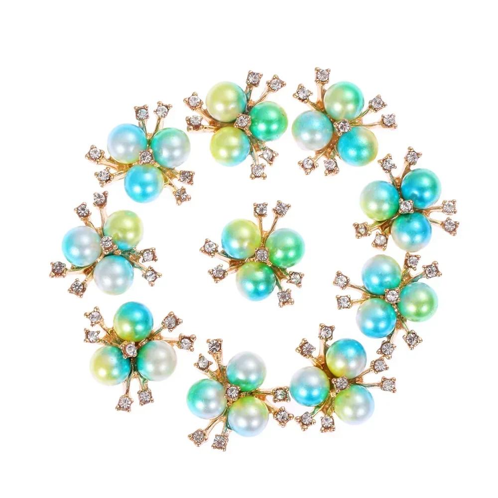 Boutons Strass Fleur 25 mm Bouton Perle Vêtements DIY Alliage Diamant Cryustal Accessoires Noeud Vêtement Décoratif Couture