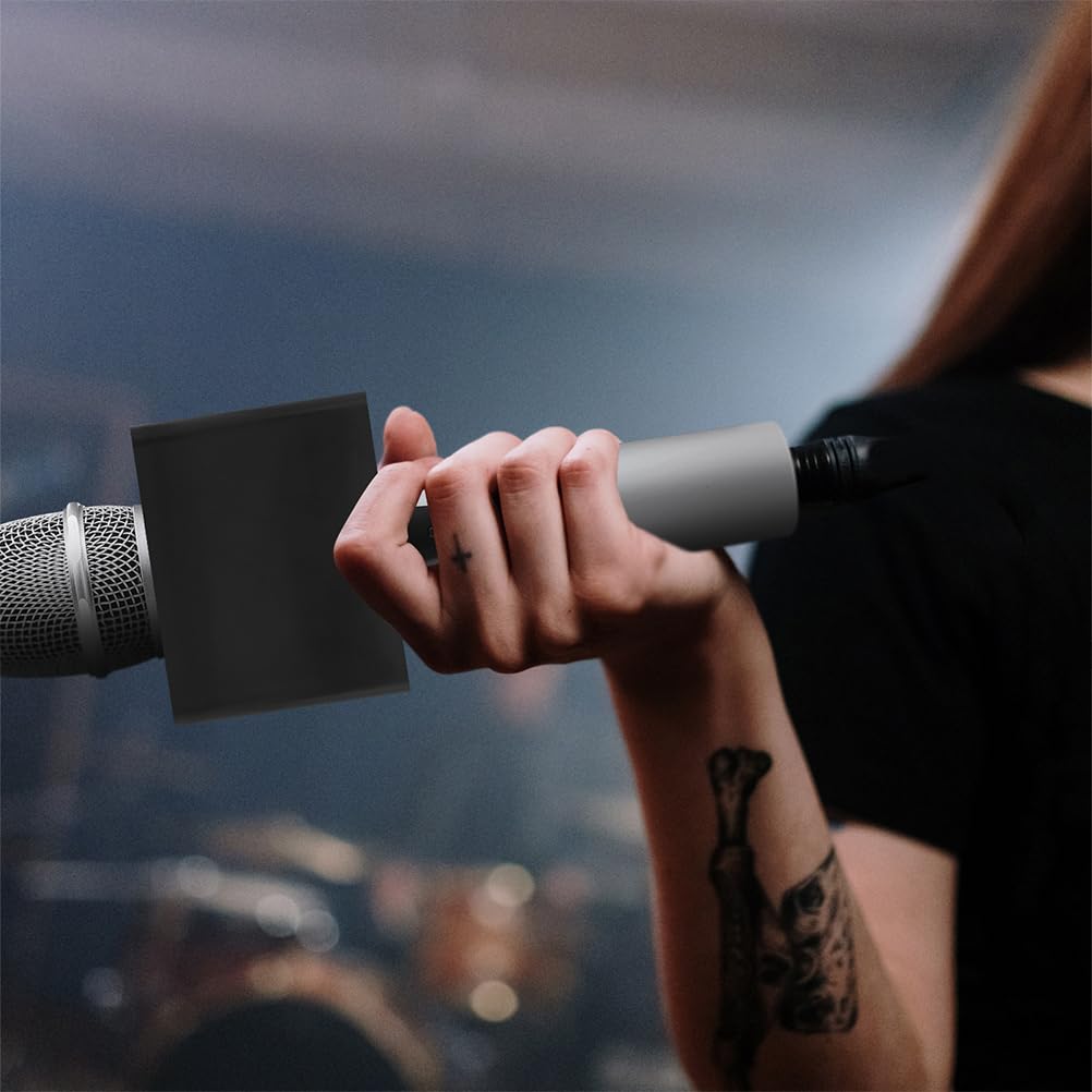 Lurrose Microphone Set of ABS Lightweight Microphone Flags for Interview Microphone Stand X X 2 Inches Logo, 4, Microphones, Accessories, Black,