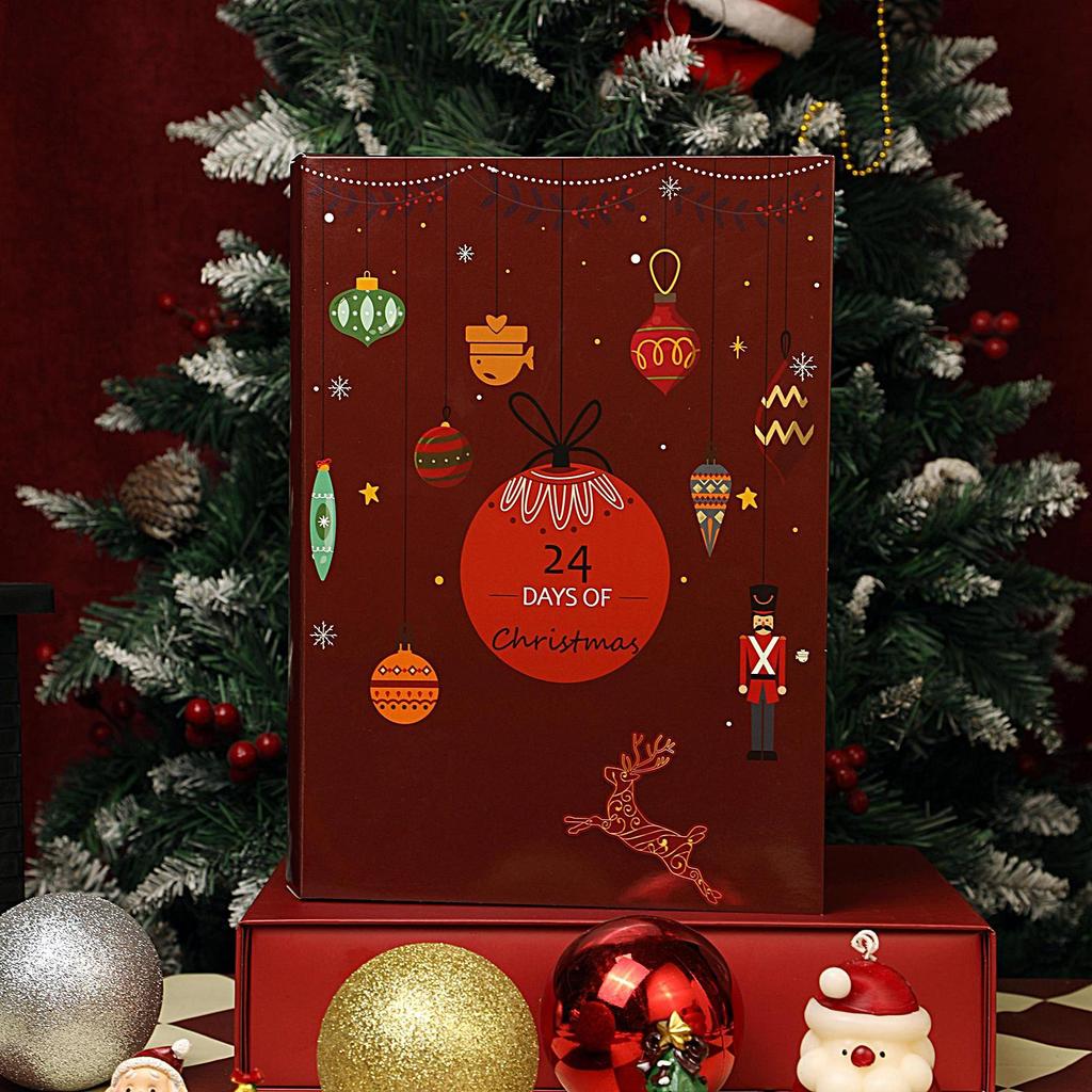 Refillable Christmas Advent Calendar Box 24 Days Christmas Countdown Calendar Reusable Empty Gift Box for Candy Toys Jewelry