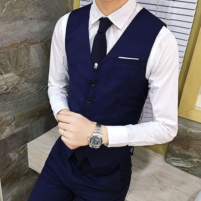 2025 Men's Korean Style Slim Fit Vest, 6 Colors, Groomsman V-Neck, Single-Breasted, Sizes S-6XL