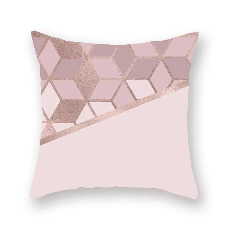 Rose Pink Geometric Marble Cushion Covers Hot Modern Nordic Decorative Throw Pillow Covers Sofa Car Seat Home Pillowcase 45*45Cm