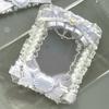 Lace Ruffles Photocard Holder Faux Pearl Heart Decoration Decorative Card Holder Satin Ribbon Clear Sleeve ID Card Sleeve