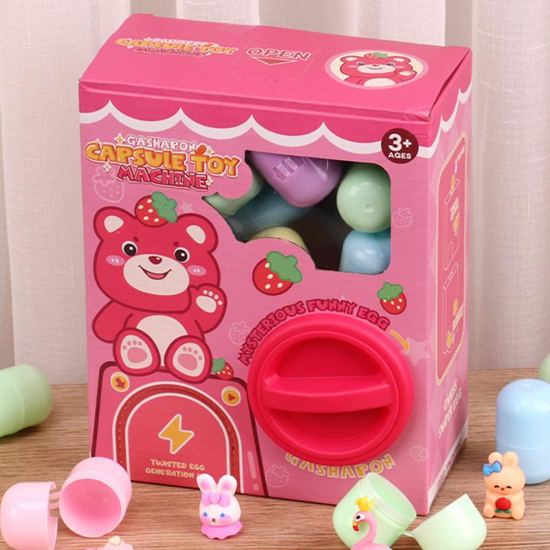 Toy Vending Machine,Egg Twisting Machine,Claw Machine Toy, Versatile Candy Dispenser Machine, Unique Vending Machine with 6 Gashapon for Kids