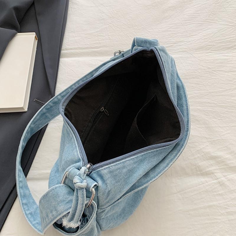 Torba Jeansowa Damska Torba Crossbody Duża Pojemność Dojazdy Torba na Ramię