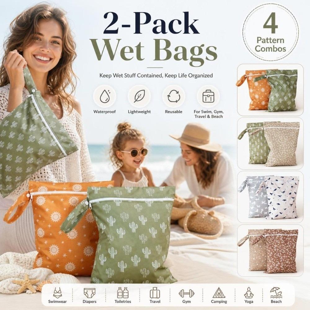 2pcs Reusable Nappy Diaper Bag 10X14in Swimsuit Travel Bag Laundry Organizer Pouch  for Travel