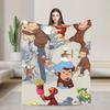 Super Soft Curious George African Monkey Throw Blanket Premium Fleece Flannel Lightweight  Bed Blanket Fuzzy Plush Blankets