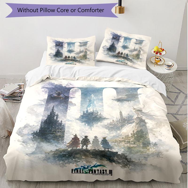 3pcs Duvet Cover Set (1*Duvet Cover + 2*Pillowcase, Without Core), Final Fantasy Print Soft All‑Season Bedding Set, Home Bedroom Decor Gift