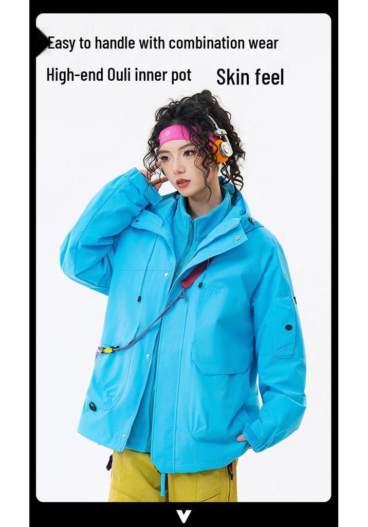 Unisex 3-in-1 Soft Shell Trekking Jacket – Warm, Windproof, Waterproof for Autumn/Winter