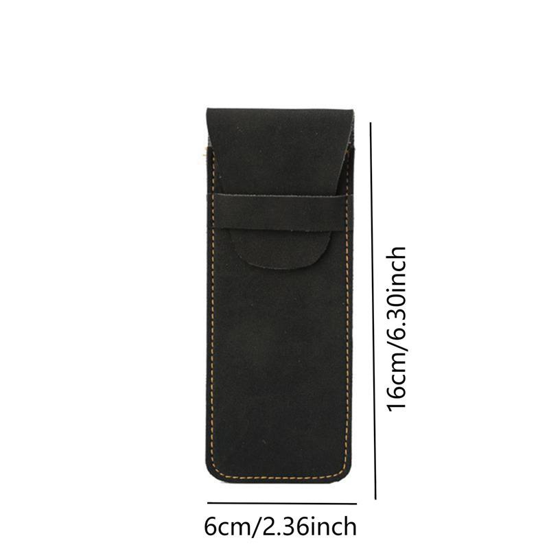 Vintage Leather Pen Case Pocket Pen Pouch Pen Sleeve Mini Stationery Organizer Bag For Students Office Women Men Business Travel