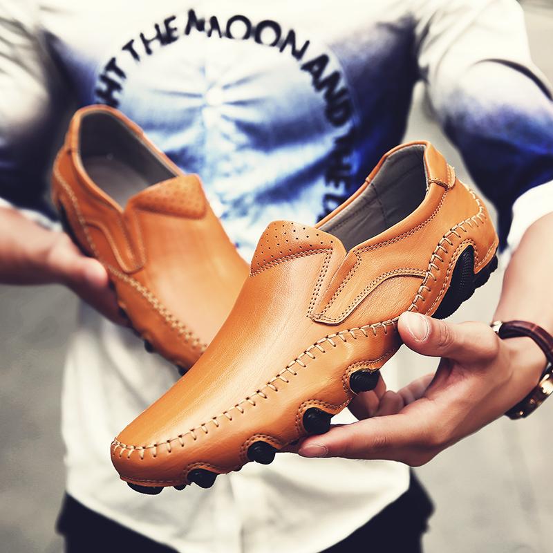 Fashion Summer Men's Punching Leather Loafers Non Slip Walking Breathable Outdoor Casual Hollow Out Sneakers Male Business Office Shoes