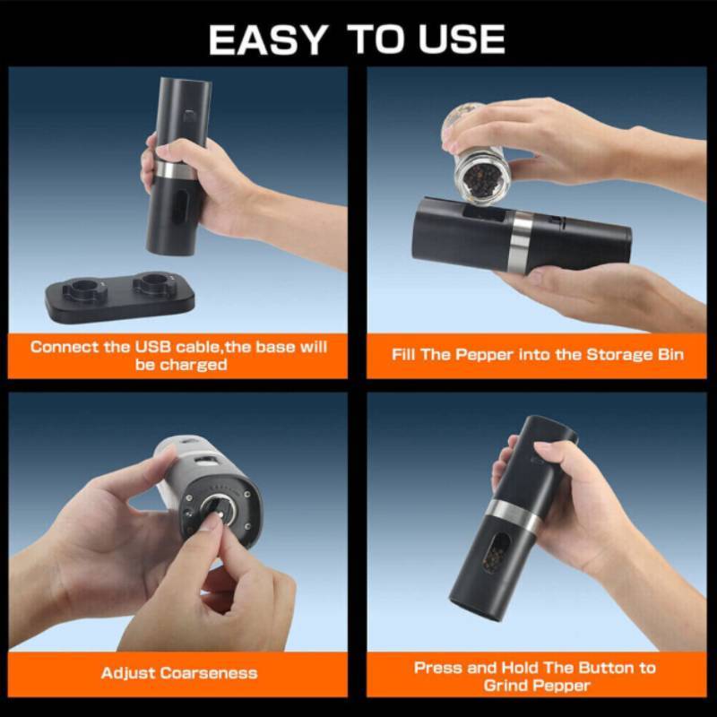 Gravity Sensor Electric Pepper Grinder With Stainless Steel Material For Home Kitchen Fresh Spices
