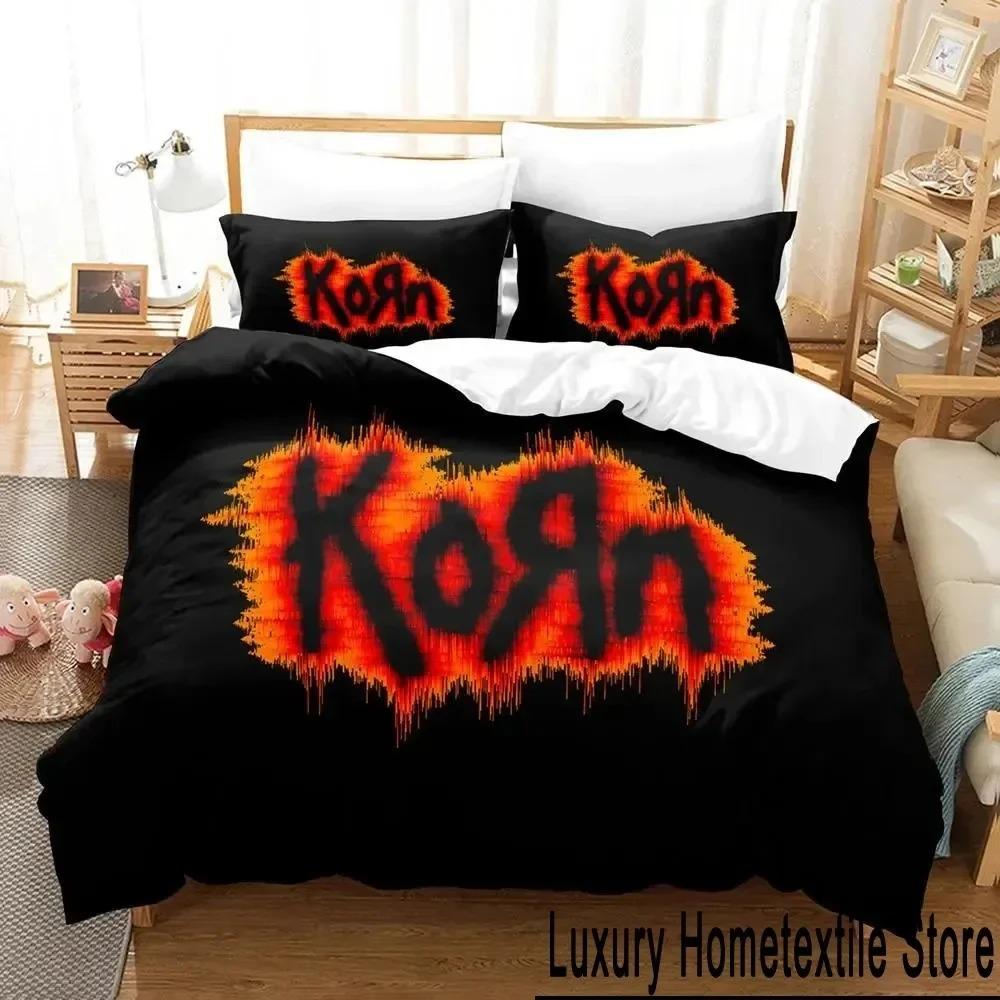 

3D Друк Korn Rock Постільна білизна Комплект Покривало на ковдру Комплект постільної білизни Покривало на ковдру Наволочка Ковдра Розмір King Queen Дитячий Дорослий Комплект постільної білизни EU Single 135x200cm
