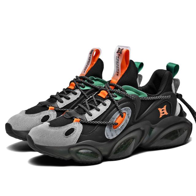 

2022 Модные мужские массивные кроссовки для спортзала с высокой эластичностью, дышащие мужские спортивные кроссовки для бега, обувь больших размеров 39~45 40 чёрный