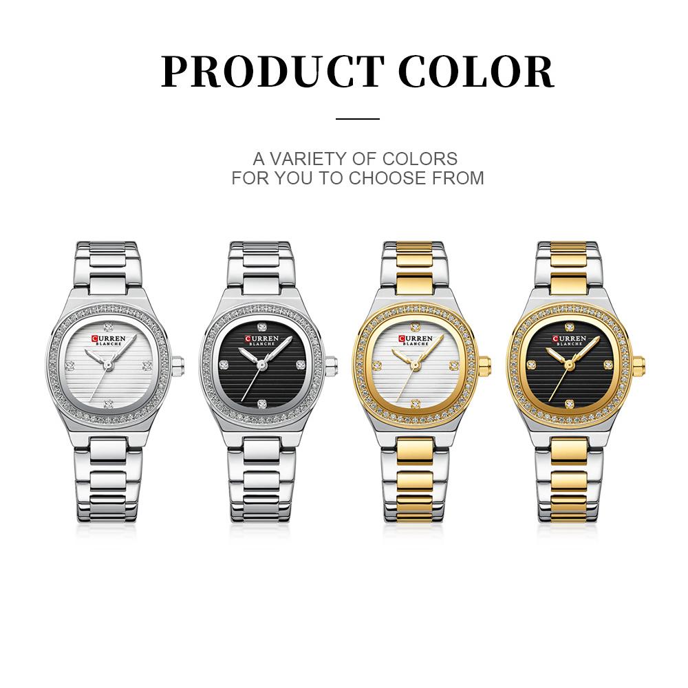 CURREN9101 Luxury Brand Simple Style Quartz Watch for Women NEW Dress Ladies Wristwatches with Rhinestones