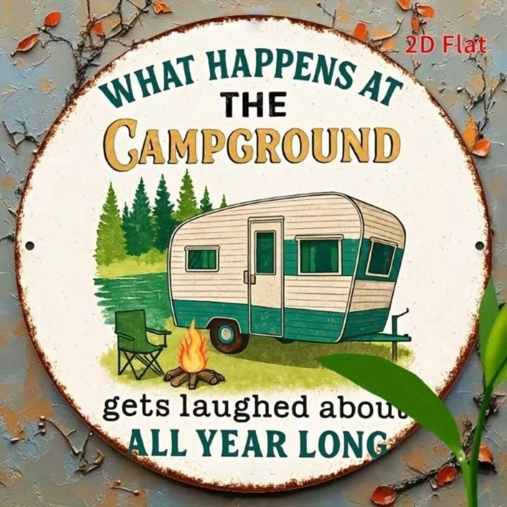 Metal Wall Art Vintage Camping Sign Garage Decor