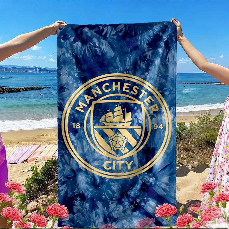 Football team City FC Print Beach Towel, Versatile Lightweight Absorbent Beach Towel for Pool Surf Yoga Bathroom, Perfect Birthday Holiday Gift