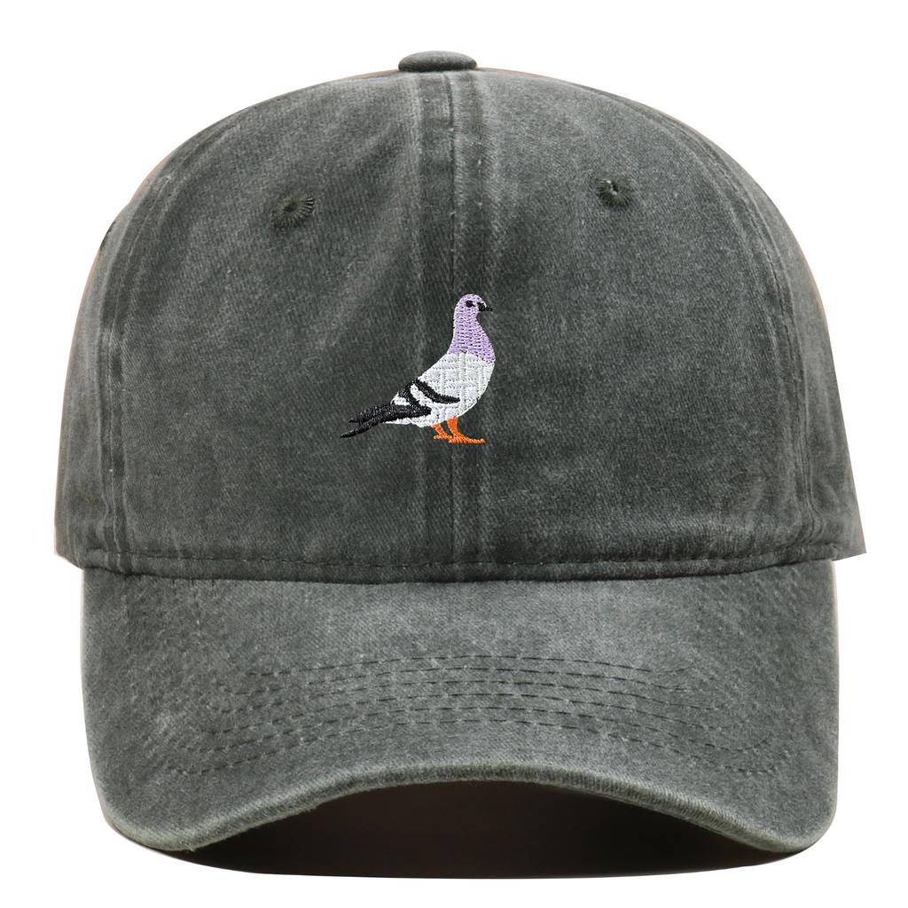 2024 Spring New Pigeon Embroidery Washed Sunscreen Sun Cap Men's and Women's Outdoor Sports Fishing Shade Baseball Cap