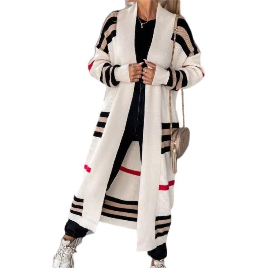 YYFS Women's Fashion Casual Fall Winter Stripe Print Long Sleeve Sweaters