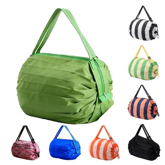Reusable Folding Shopping Bag Foldable Grocery Tote Oxford Cloth Heavy Duty Duffle Bag with Adjustable