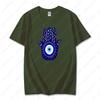 Men Women Hamsa Hand TShirt with Blue Eye of Protection Design Tee Unique Creative Graphic Print Cotton Casual Unisex Tops Gift