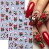 2pcs Christmas Nail Stickers Self-Adhesive Winter Manicure Decoration Holly Snowflakes Bows Festive Pattern Christmas Decoration