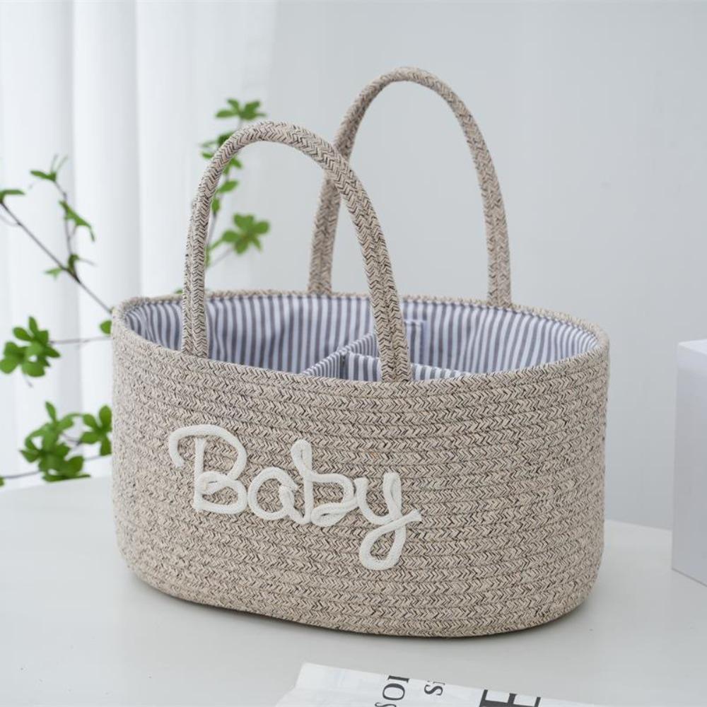 Large Capacity Storage Basket Cotton Rope Cosmetics Storage Baby Nappy Organiser  for Newborn