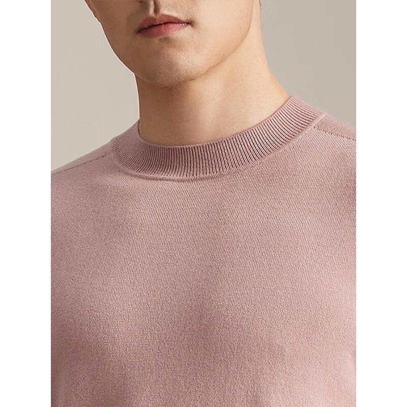 YOUNGOR Men's Seamless Wool Blend Round Neck Sweater