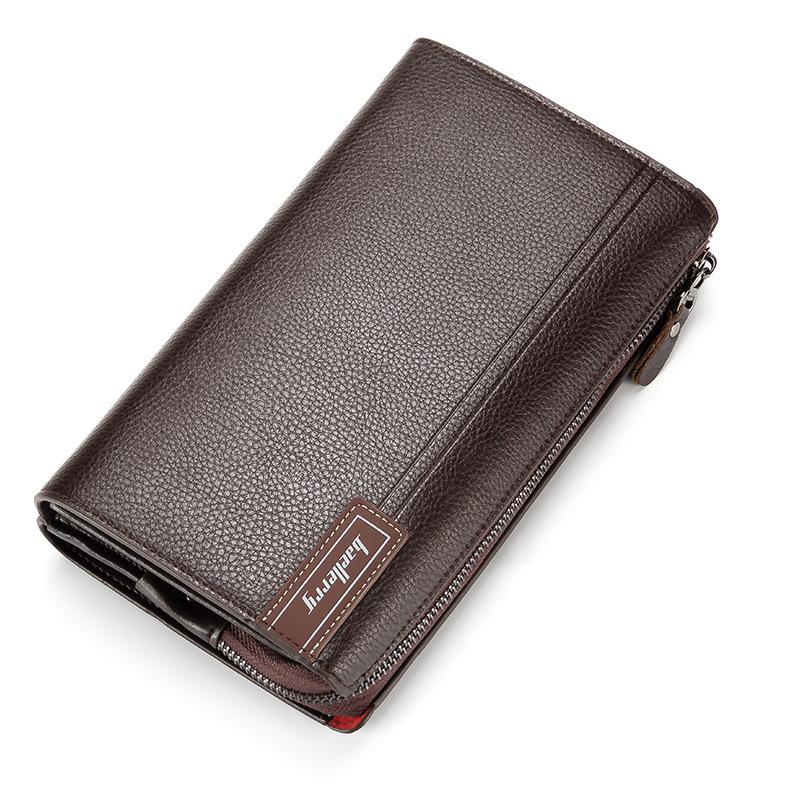 Baellerry Men's Large Capacity Clutch Wallet with Lychee Grain Design