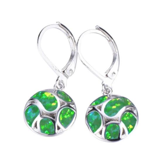 Fashion Women Faux Opal Round Soccer Dangle Leverback Earrings Jewelry Gift